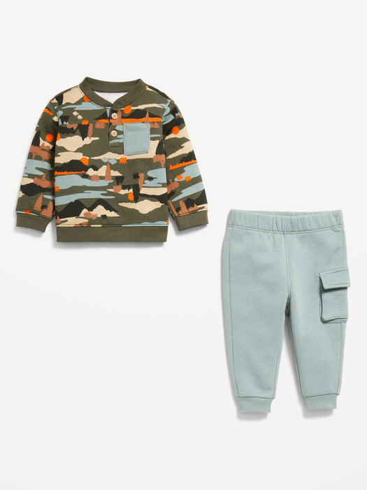 Henley Sweatshirt and Cargo Sweatpants Set for Baby