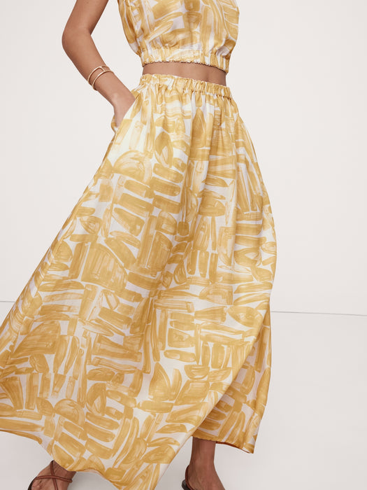 Viscose-Linen Maxi Skirt