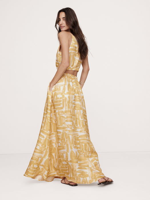 Viscose-Linen Maxi Skirt