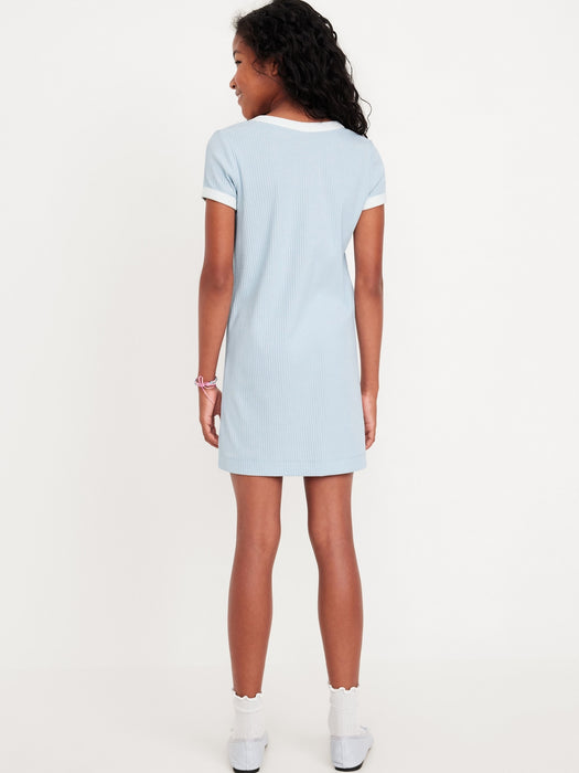 Short-Sleeve Ribbed Dress for Girls