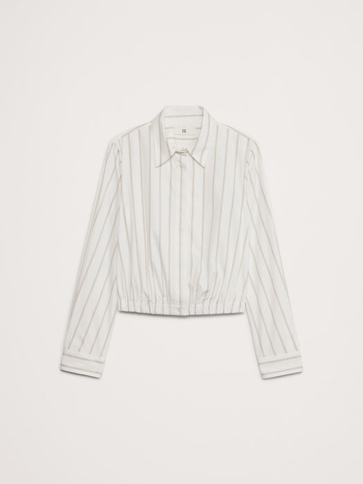 Poplin Cinched-Hem Cropped Shirt