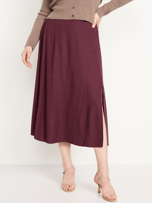 Smocked-Waist Midi Skirt