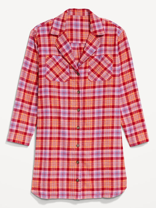 Flannel Pajama Shirt Dress