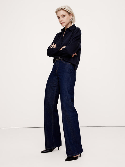 Oversized Wool-Blend Scuba Polo
