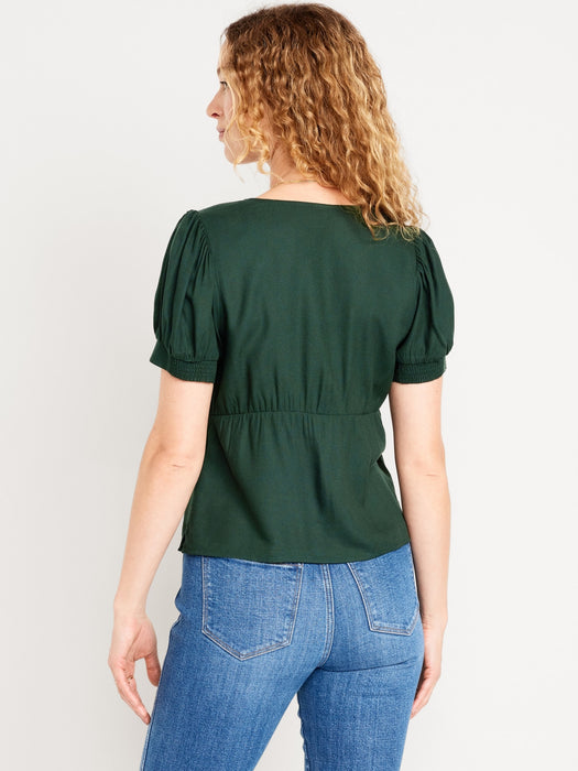 Waist-Defined Crepe Top
