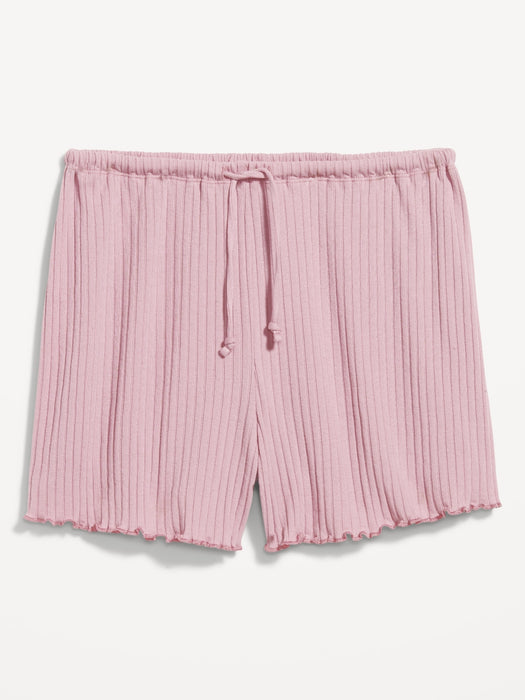 High-Waisted Ribbed Pajama Shorts