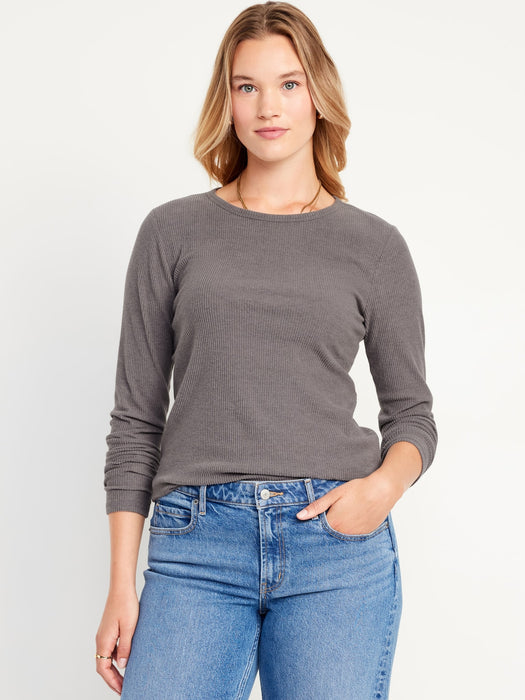 Plush-Knit Long-Sleeve T-Shirt