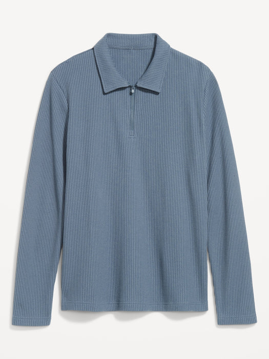 Quarter-Zip Waffle Polo Sweater
