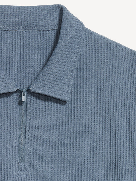 Quarter-Zip Waffle Polo Sweater