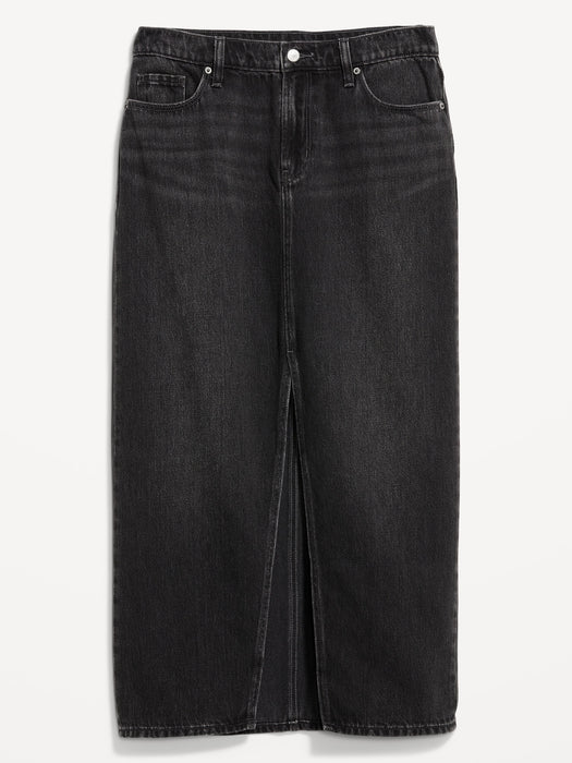 Mid-Rise Jean Maxi Skirt