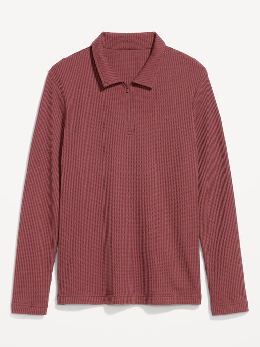 Quarter-Zip Waffle Polo Sweater