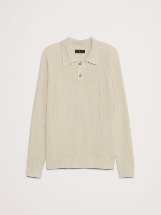 Ribbed Cotton Sweater Polo