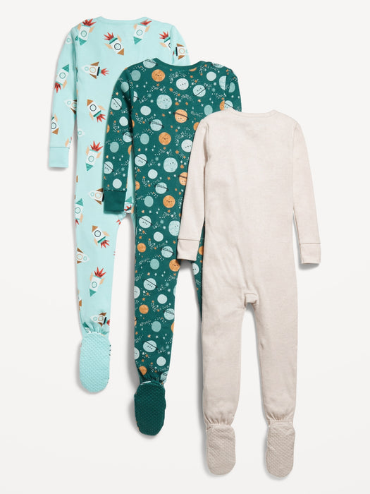 Snug-Fit 2-Way-Zip Pajama One-Piece 3-Pack for Toddler &amp; Baby