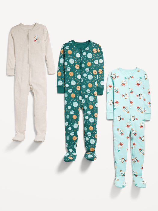 Snug-Fit 2-Way-Zip Pajama One-Piece 3-Pack for Toddler &amp; Baby