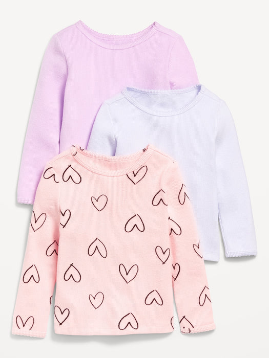 Cozy Long-Sleeve Thermal-Knit T-Shirt 3-Pack for Toddler Girls
