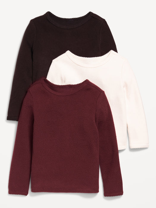 Cozy Long-Sleeve Thermal-Knit T-Shirt 3-Pack for Toddler Girls