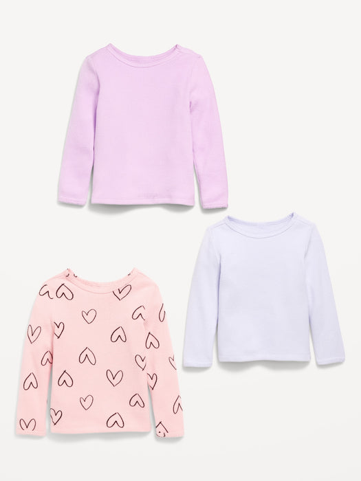 Cozy Long-Sleeve Thermal-Knit T-Shirt 3-Pack for Toddler Girls