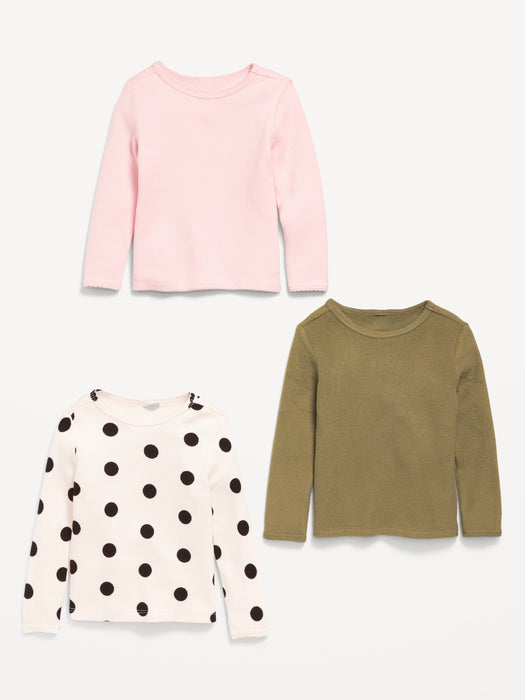 Cozy Long-Sleeve Thermal-Knit T-Shirt 3-Pack for Toddler Girls