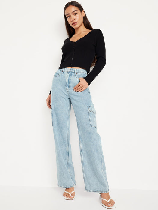 Extra High-Waisted Sky-Hi Wide-Leg Cargo Jeans