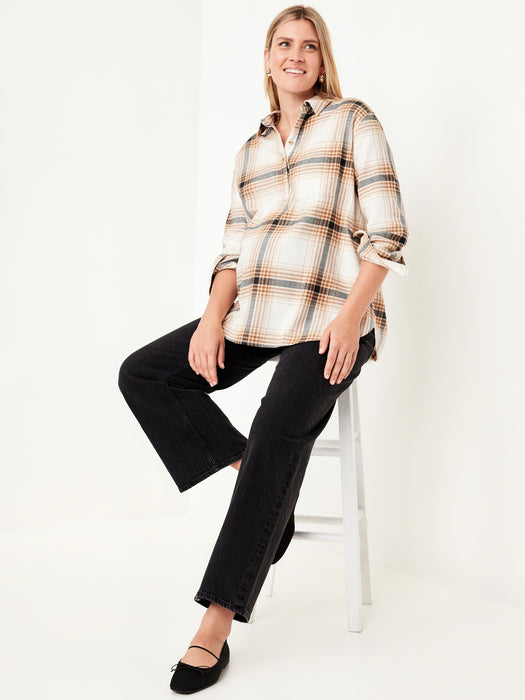Maternity Plaid Flannel Popover Shirt