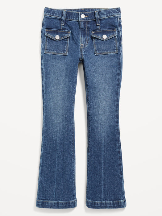 High-Waisted Utility Pocket Flare Jeans for Girls
