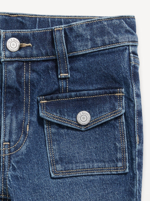 High-Waisted Utility Pocket Flare Jeans for Girls