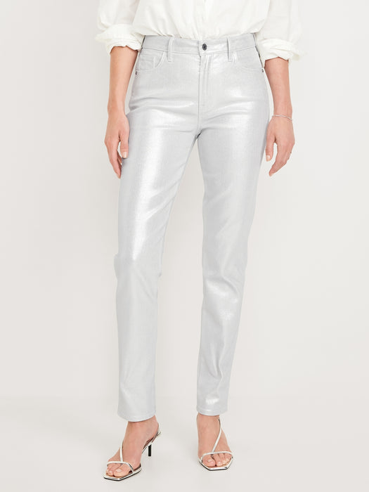 High-Waisted Silver Shine Vintage Slim Jeans