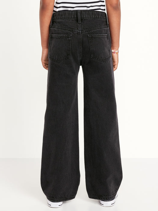 High-Waisted Baggy Two-Tone Wide-Leg Jeans for Girls