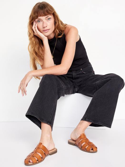 Faux Leather Fishermans Mule