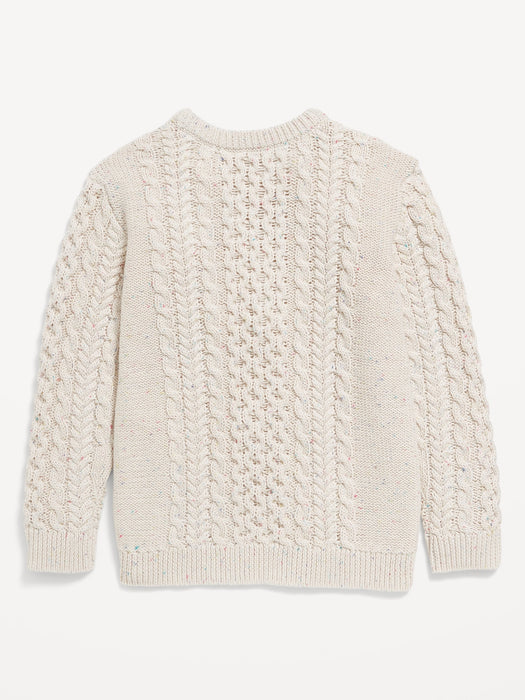Crew-Neck Cable-Knit Sweater for Toddler Boys