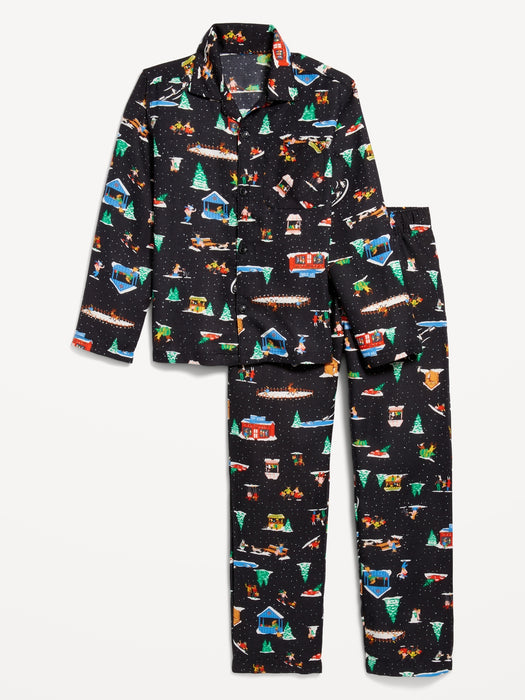 Gender-Neutral Printed Button-Front Pajama Set for Kids