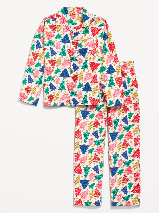 Gender-Neutral Printed Button-Front Pajama Set for Kids