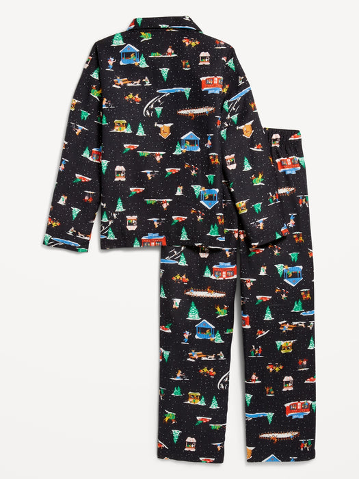 Gender-Neutral Printed Button-Front Pajama Set for Kids