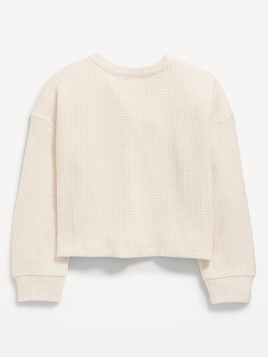 Long-Sleeve Thermal-Knit Henley Top for Girls