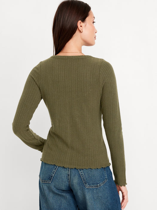 Button-Down Pointelle Top