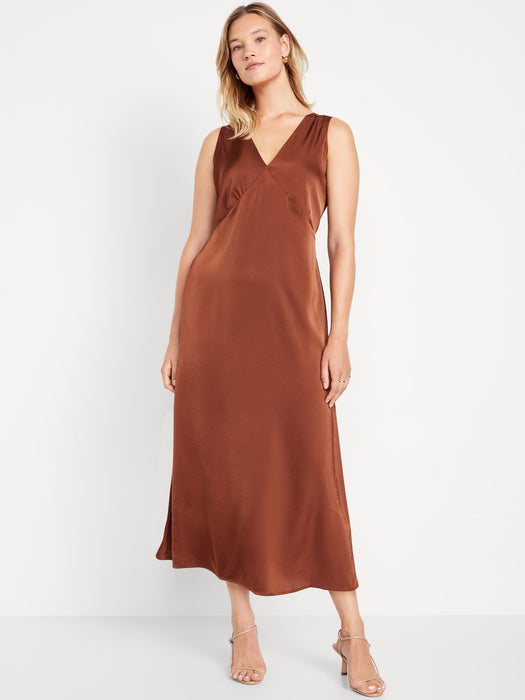 Sleeveless Satin Midi Slip Dress