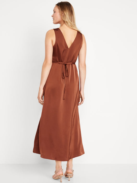 Sleeveless Satin Midi Slip Dress