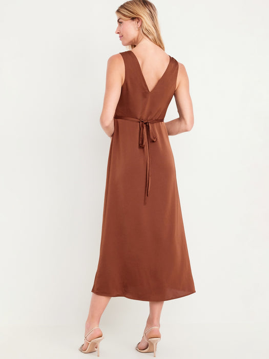 Sleeveless Satin Midi Slip Dress
