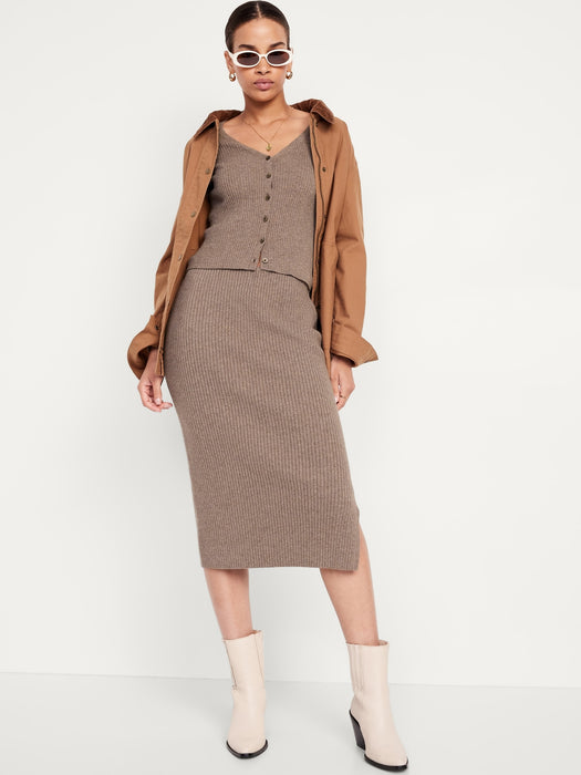 High-Waisted SoSoft Ribbed Midi Skirt