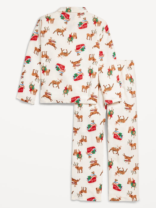 Gender-Neutral Printed Button-Front Pajama Set for Kids