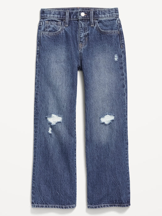 High-Waisted Baggy Ripped Wide-Leg Jeans for Girls