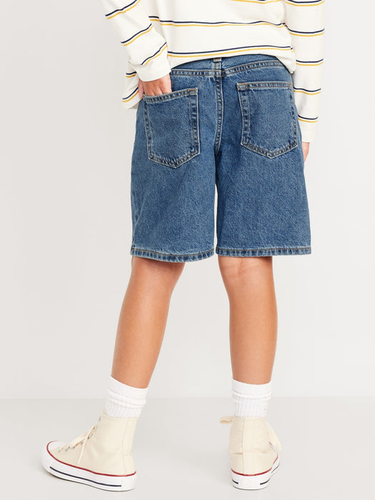 Knee Length Baggy Non-Stretch Jean Shorts for Boys