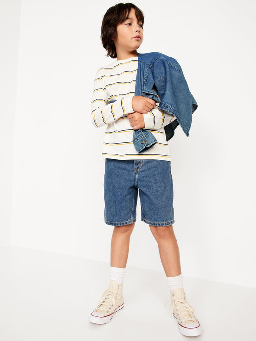 Knee Length Baggy Non-Stretch Jean Shorts for Boys