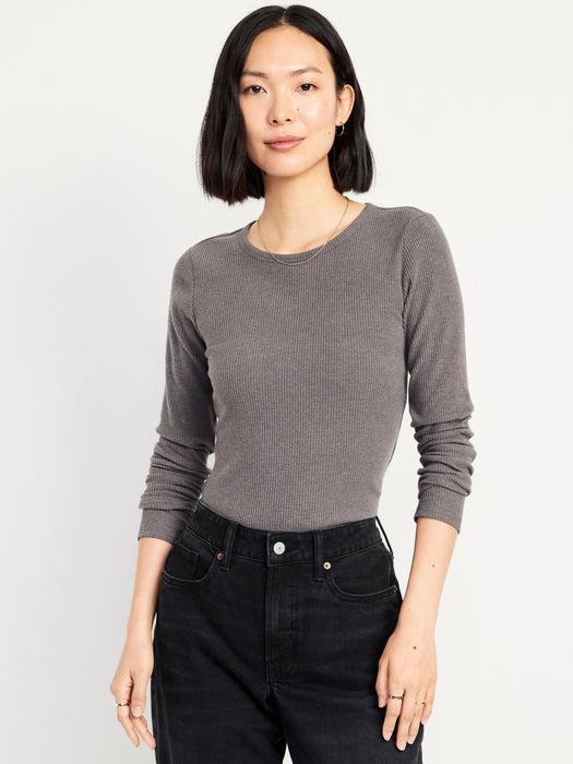 Plush-Knit Long-Sleeve T-Shirt