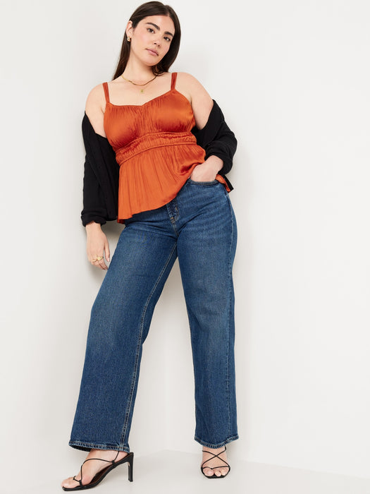 Waist-Defined Satin Top