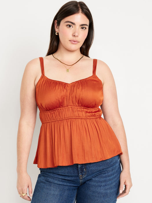 Waist-Defined Satin Top