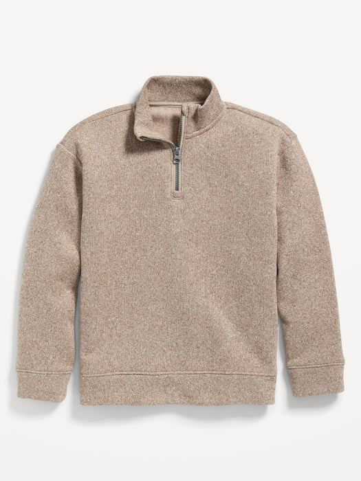 Sweater-Fleece Quarter-Zip Pullover Sweater for Boys