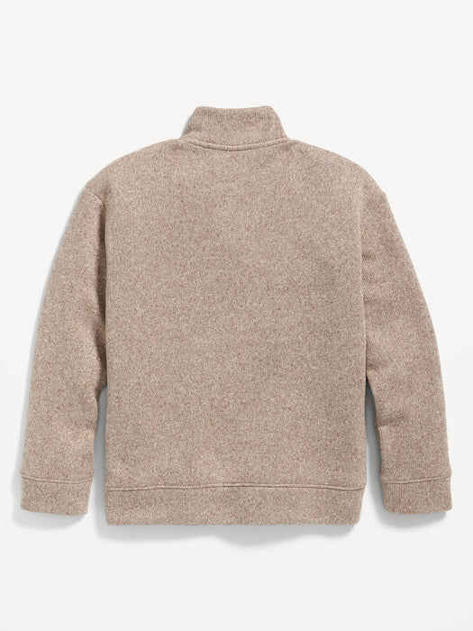Sweater-Fleece Quarter-Zip Pullover Sweater for Boys