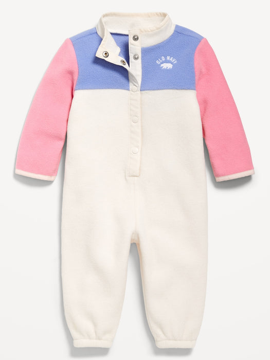 Unisex Logo-Graphic Snap-Button Front One-Piece for Baby