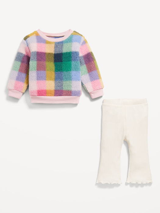 Sherpa Sweatshirt and Ribbed Leggings Set for Baby